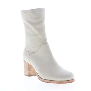 Frye Addie Mid Womens Cream Leather Slip On Dress Boots Size 7
